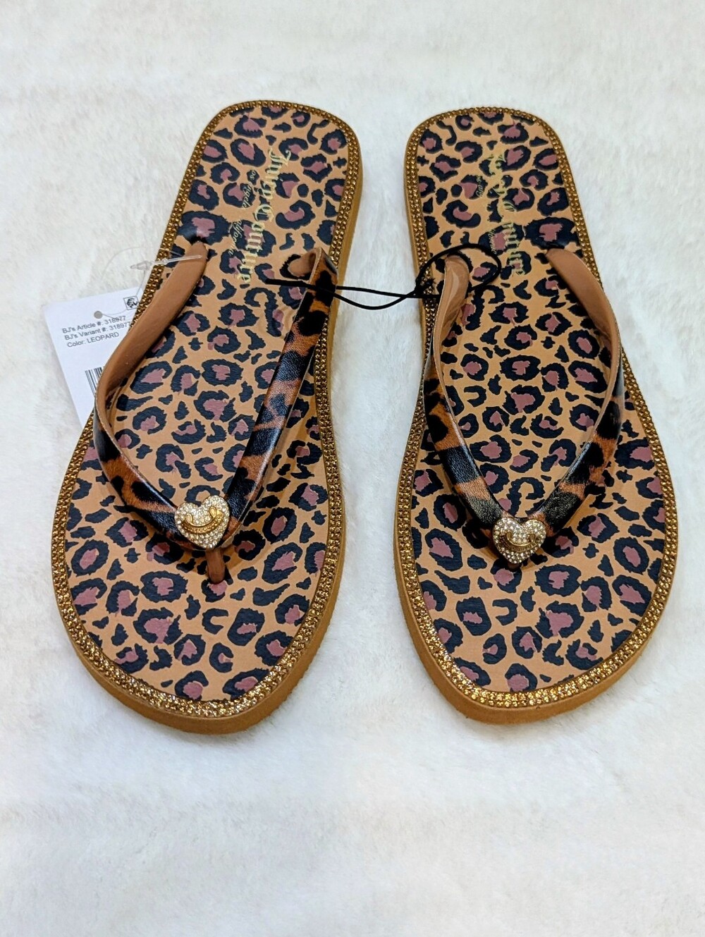 Juicy Couture Y2K Leopard Print Flip Flops